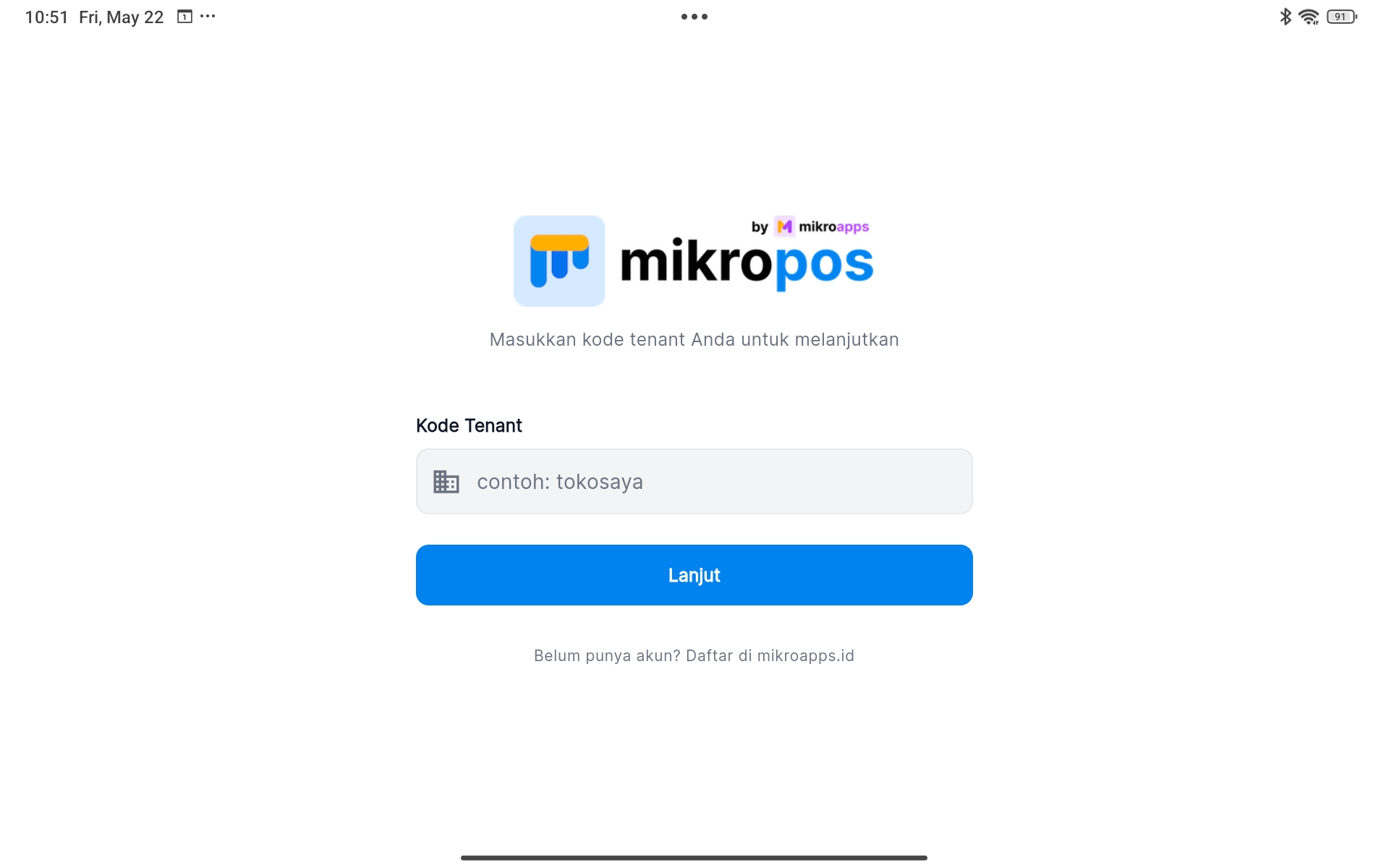 MikroPOS Setup Tenant